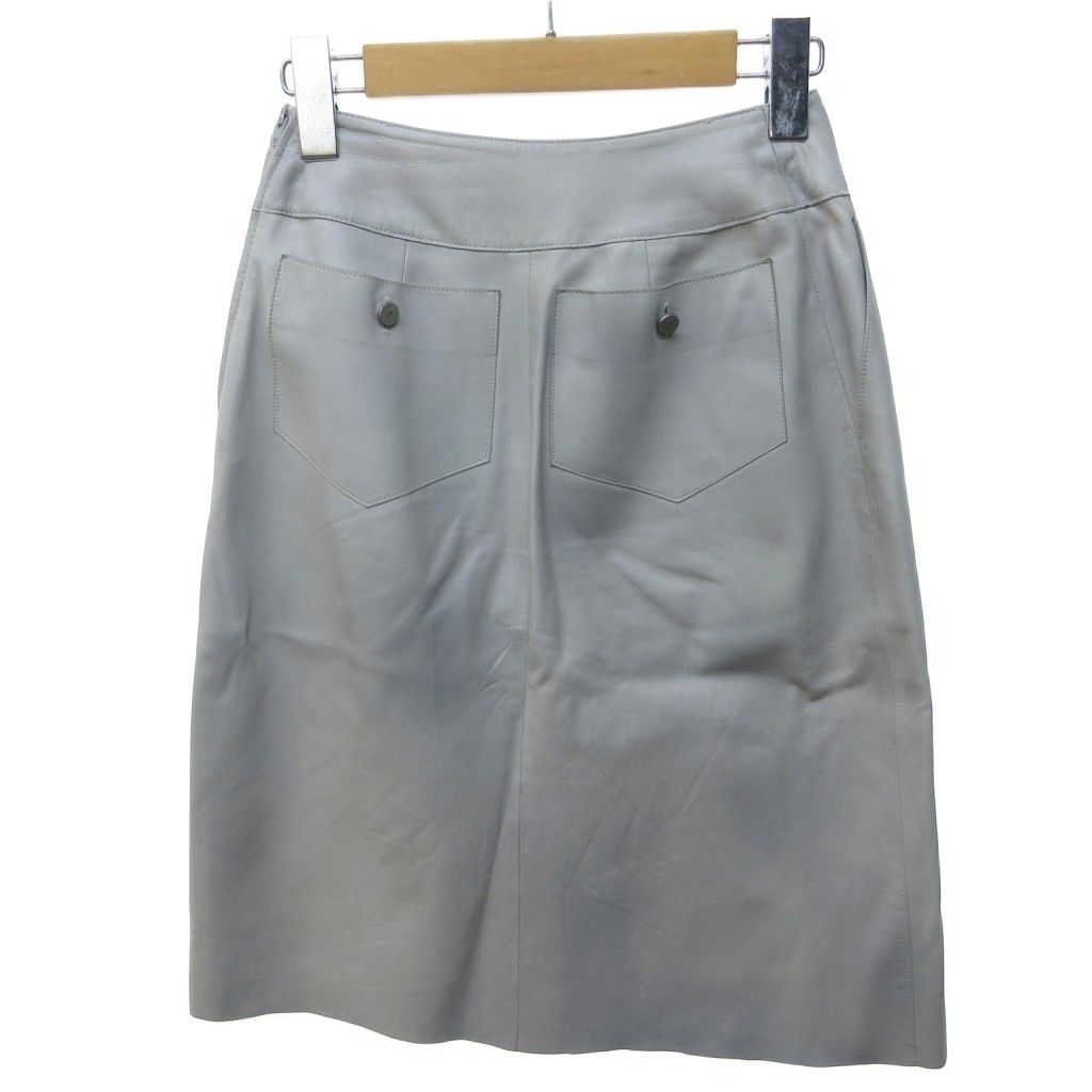 シャネル CHANEL 99C ラムスキン スカート ひざ丈 フレア 本革 ココ