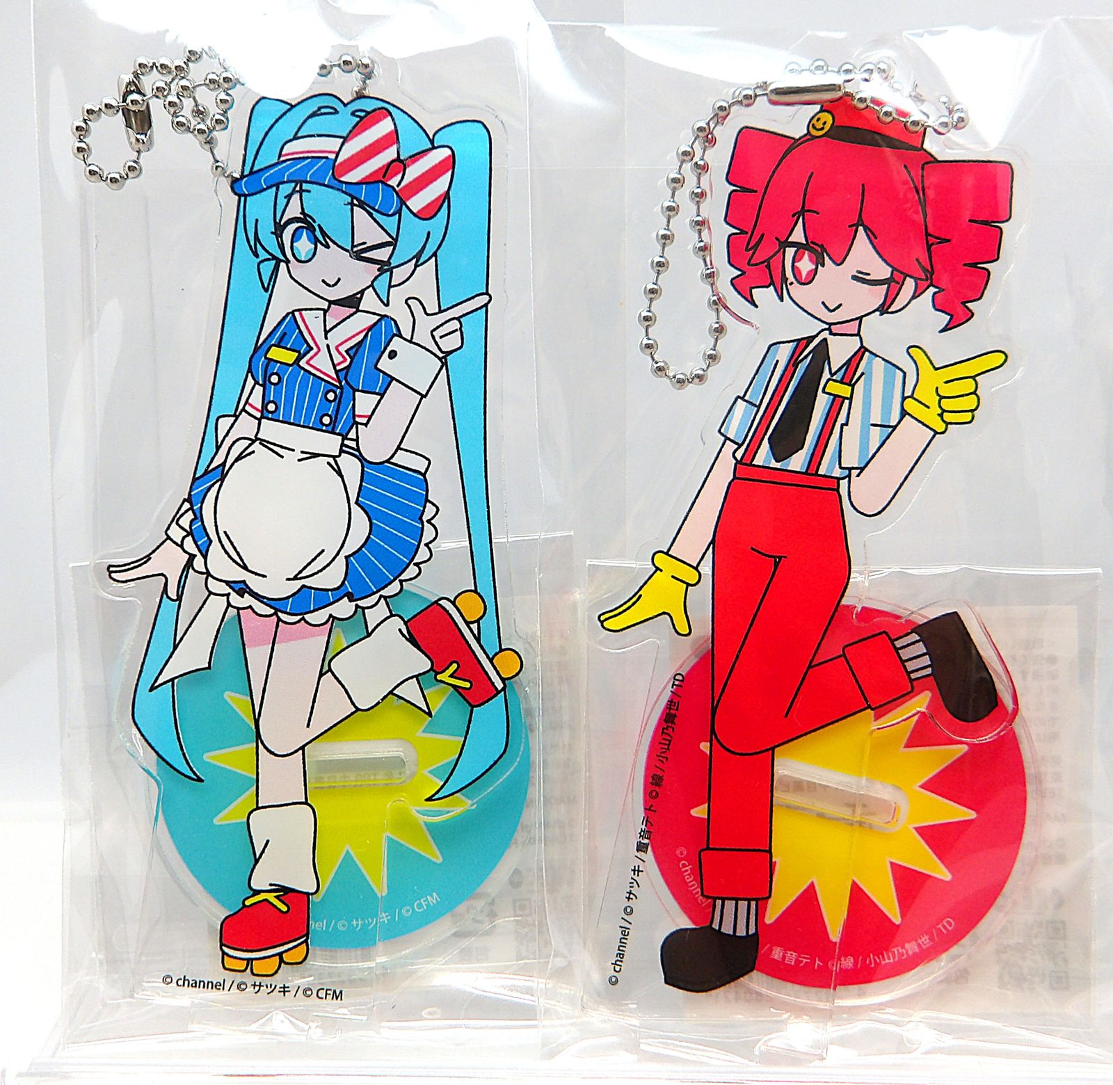 サツキ&channel メズマライザー 重音テト アクスタセット 初音ミク 新品 中古】初音ミク 重音テト ウィンク アクリルスタンド兼アクキー メズマ