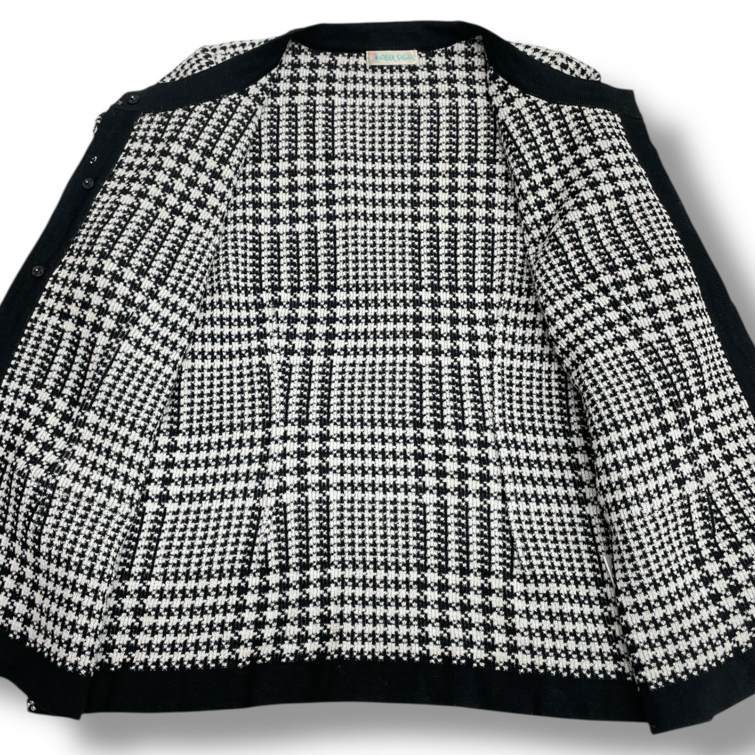 ATELIER SAGAN アトリエサガン 千鳥格子柄 ニットカーディガン 千鳥柄