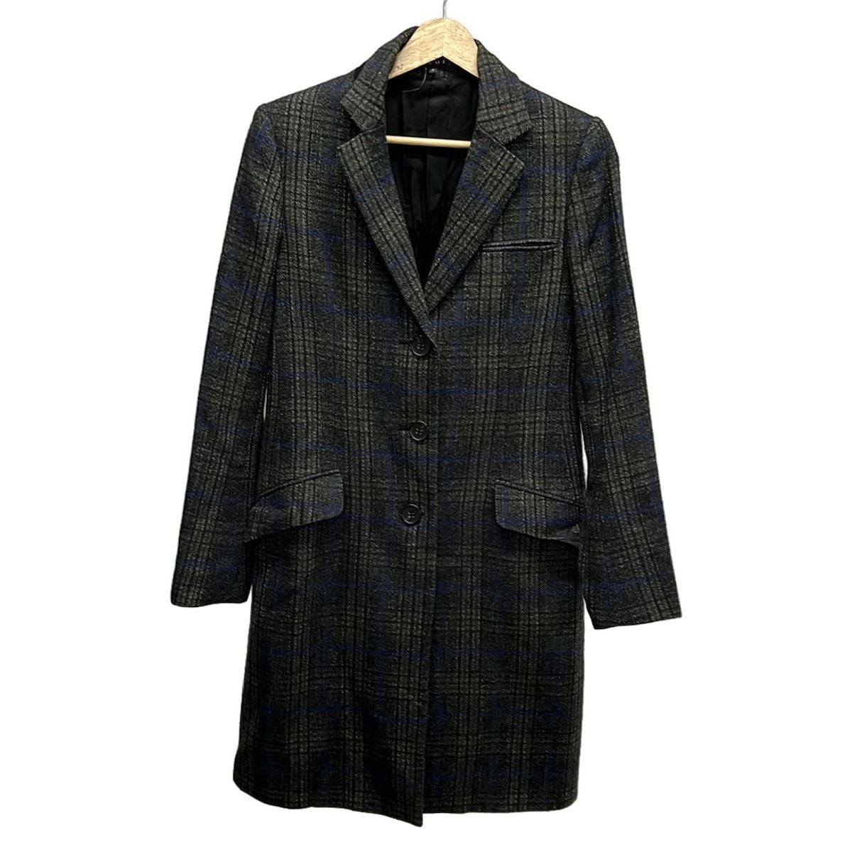 theory セオリー コート サイズP M レディース 黒 ダークネイビー マルチ 長袖 チェック柄 春 秋