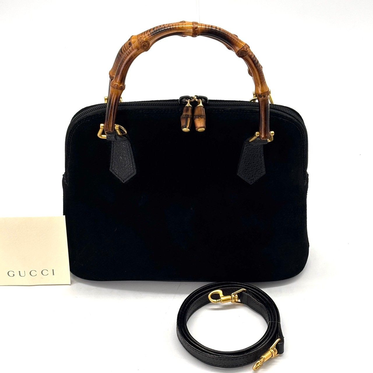 静かに品格をまとう✨ GUCCI バンブー ショルダーバッグ 2WAY スエード