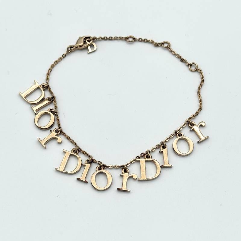 美品 Dior 3連 ロゴ ブレスレット チェーン ゴールド クリスチャン
