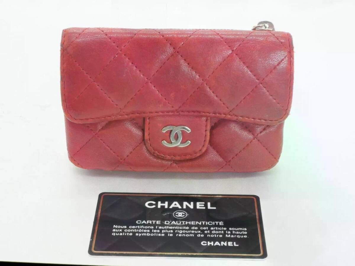 シャネル マトラッセ ココマーク ミニポーチ コインケース レザー