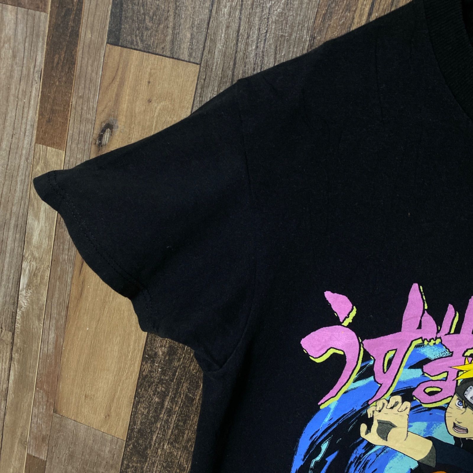S アニメ キャラT キャラクター ナルト ブラック 黒 Tシャツ メンズ 