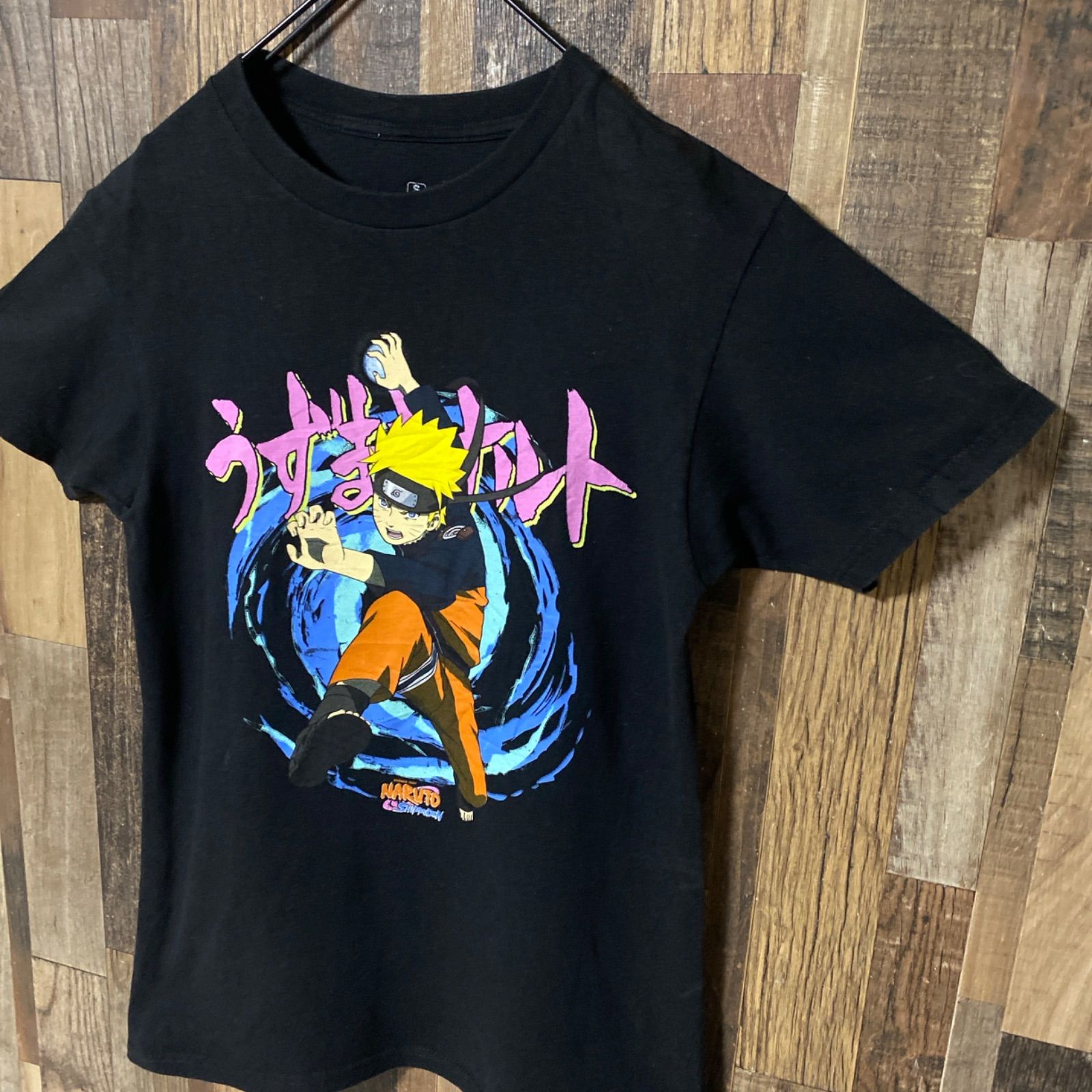 S アニメ キャラT キャラクター ナルト ブラック 黒 Tシャツ メンズ