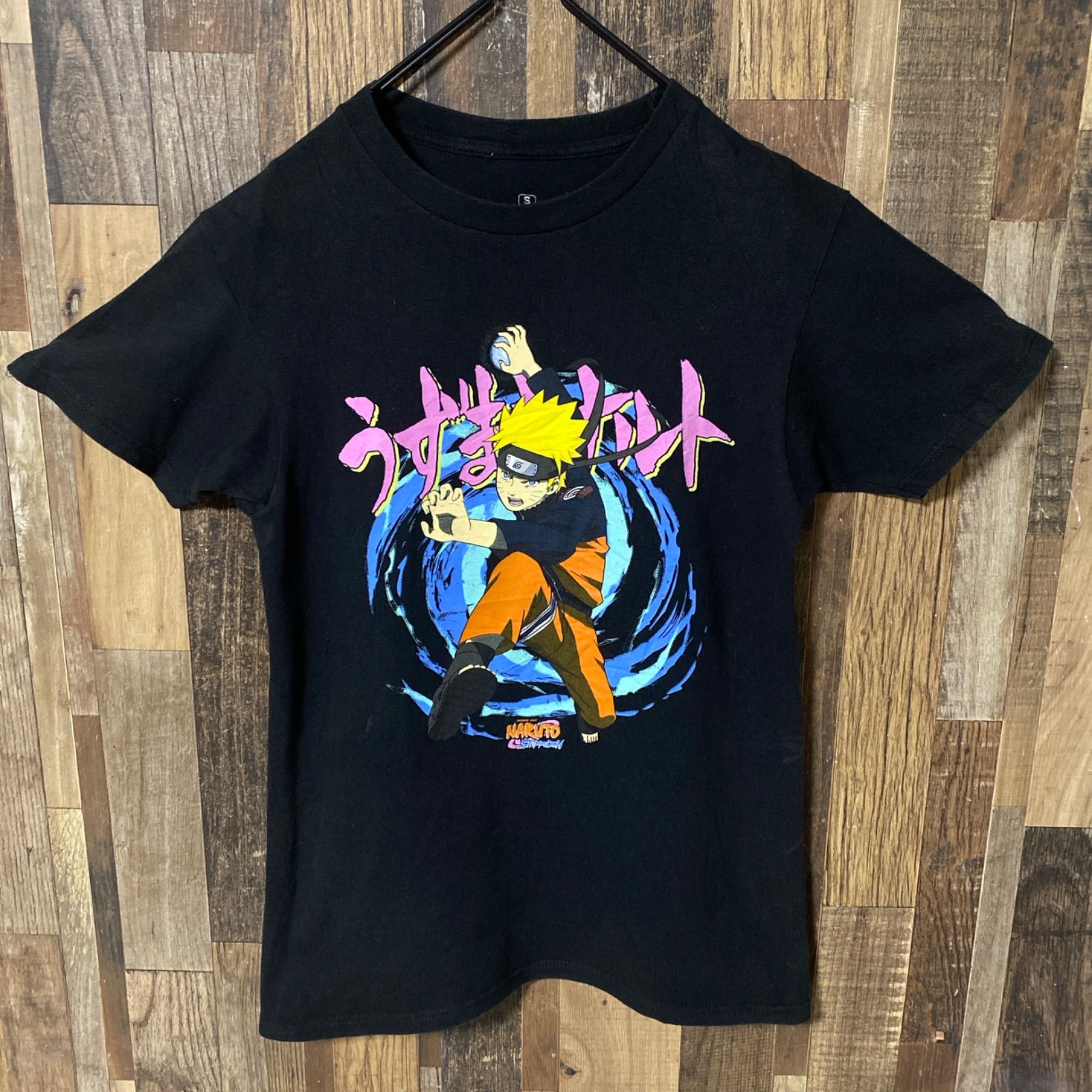 S アニメ キャラT キャラクター ナルト ブラック 黒 Tシャツ メンズ 