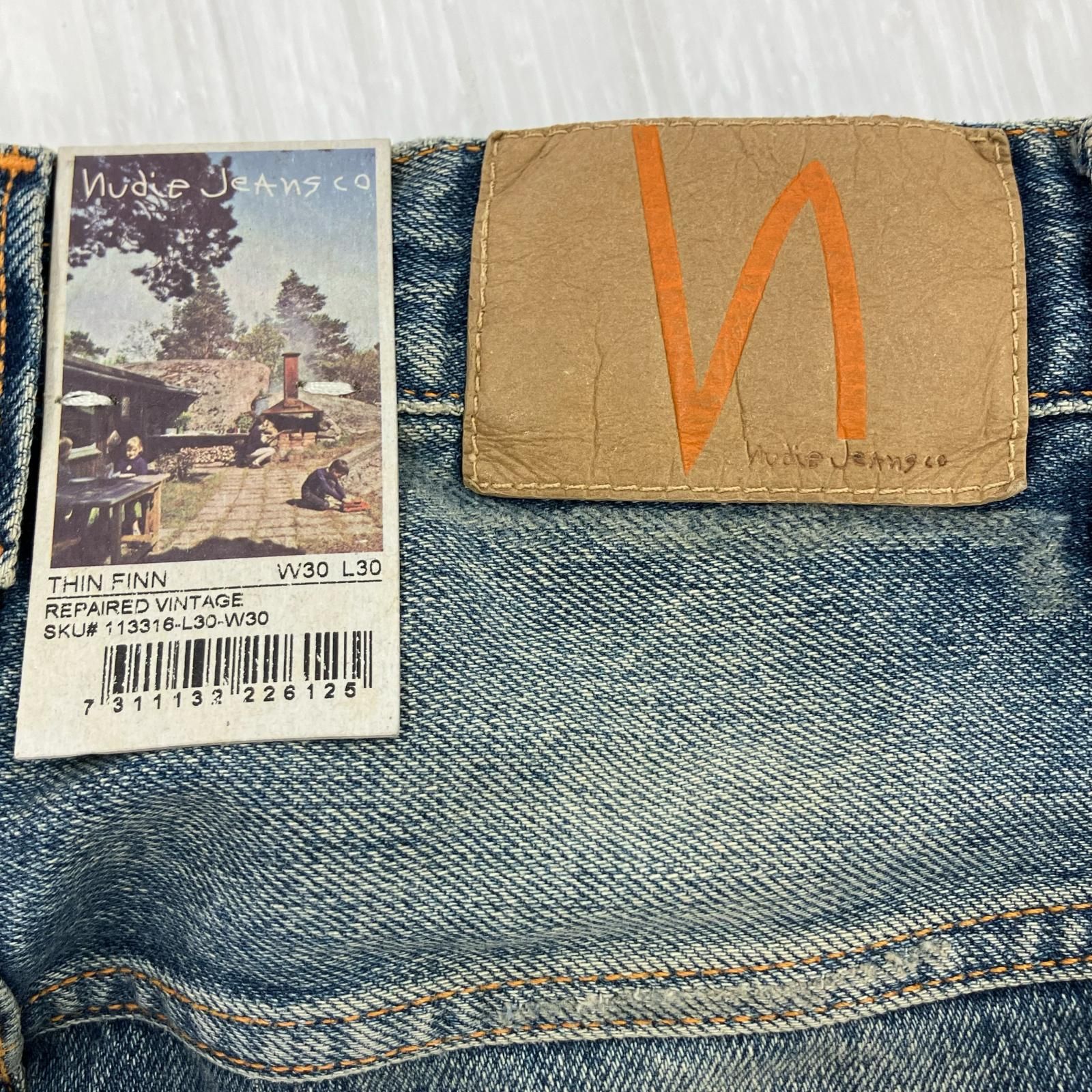 Nudie Jeans ヌーディージーンズ タグ付き ダメージ加工デニムパンツ 