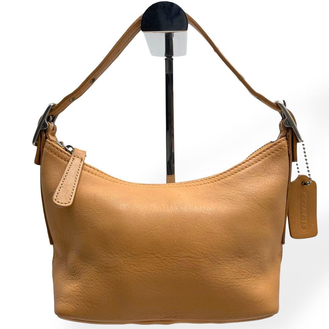 美品　オールドコーチ　ポーチ　小物入れ　オールレザー　希少色イエロー 極美品 希少 COACH オールドコーチ ハンドバッグ アクセサリーポーチ