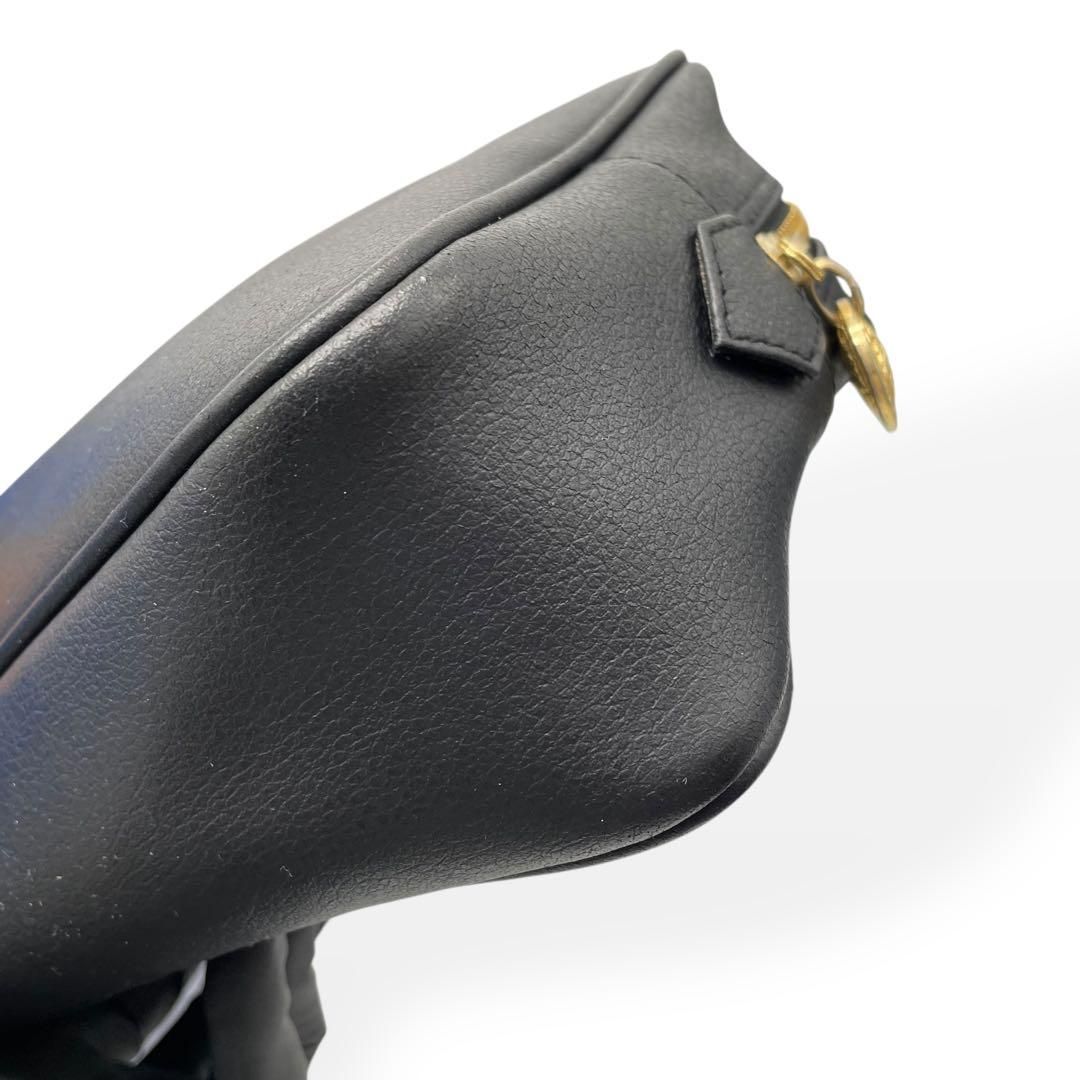 極美品 VERSACE ヴェルサーチ セカンドバッグ ゴールド金具 レザー 黒