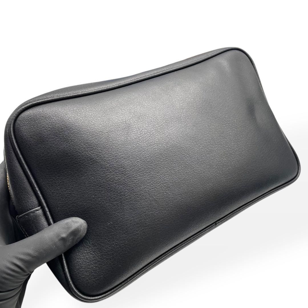 極美品 VERSACE ヴェルサーチ セカンドバッグ ゴールド金具 レザー 黒