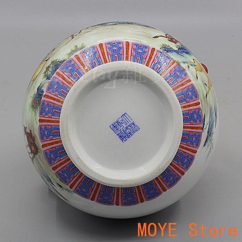 中国美術 両耳鹿頭福筒 開運 風水招財 陶磁器 装飾品 現代工芸品 美術