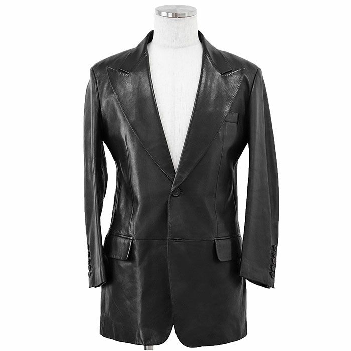 GUCCI グッチ レザージャケット トム・フォード期 ロゴ ボタン 2B