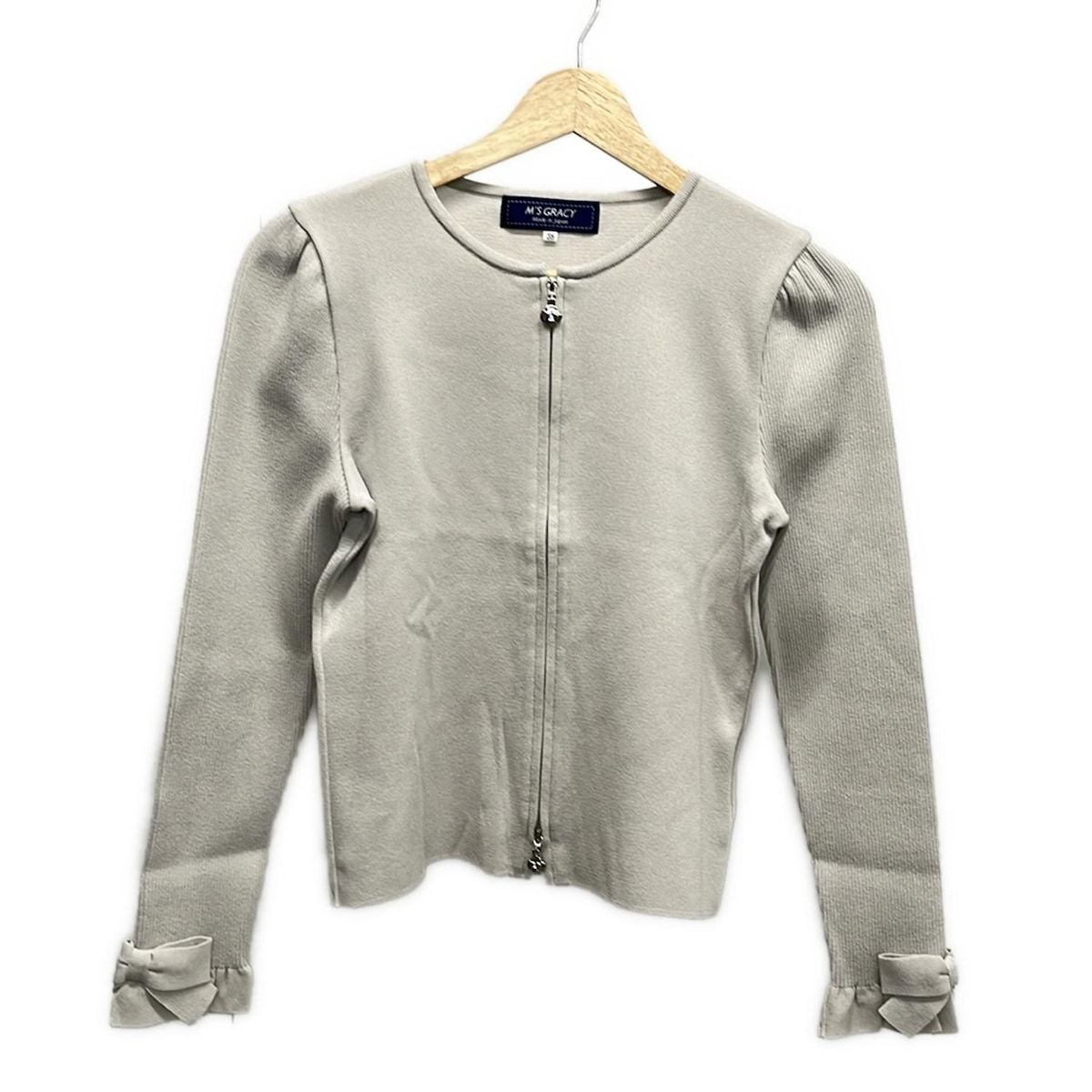 美品✨M'SGRACY エムズグレイシー ノーカラージャケット グレー 上品 M M'S GRACY(エムズグレイシー) ジャケット サイズ38 M レディース美品