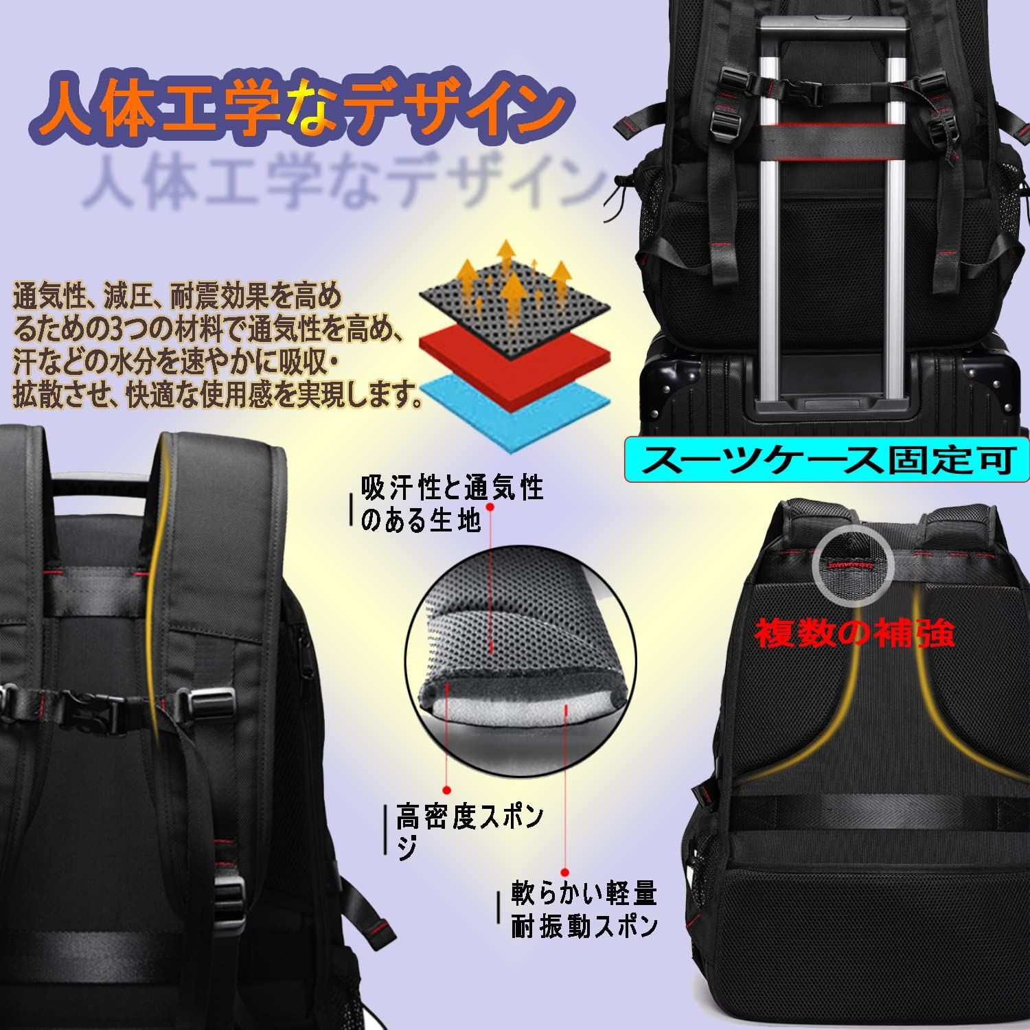 新着商品】[shrradoo] 登山バッグ 防水 バックパック 65L 大容量