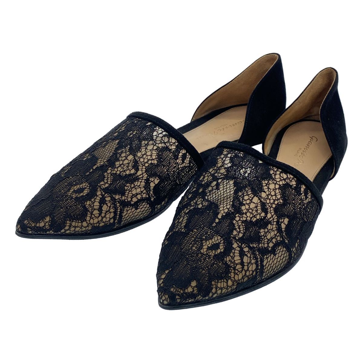 Gianvito Rossi ジャンヴィト ロッシ レーススエードフラットシューズ