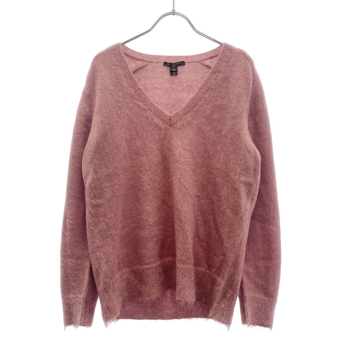 LOUIS VUITTON ルイヴィトン 13AW Vネックモヘアニットセーター RW132B F4KL46OEB ピンク XS LOUIS VUITTON ルイヴィトン 13AW Vネックモヘアニットセーター RW132B