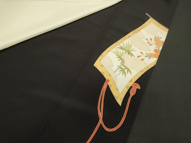 平和屋着物□豪華黒留袖 駒刺繍 短冊花松文 金彩 正絹 逸品 CABA0362oy