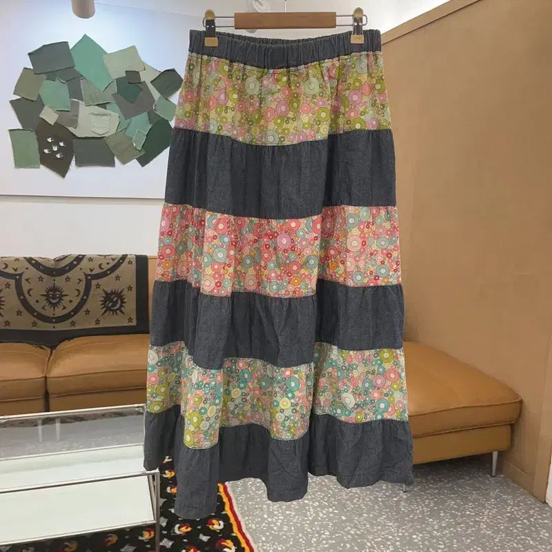 ヴィンテージ 森ガール ボヘミアン フラワー パッチワーク ロング丈