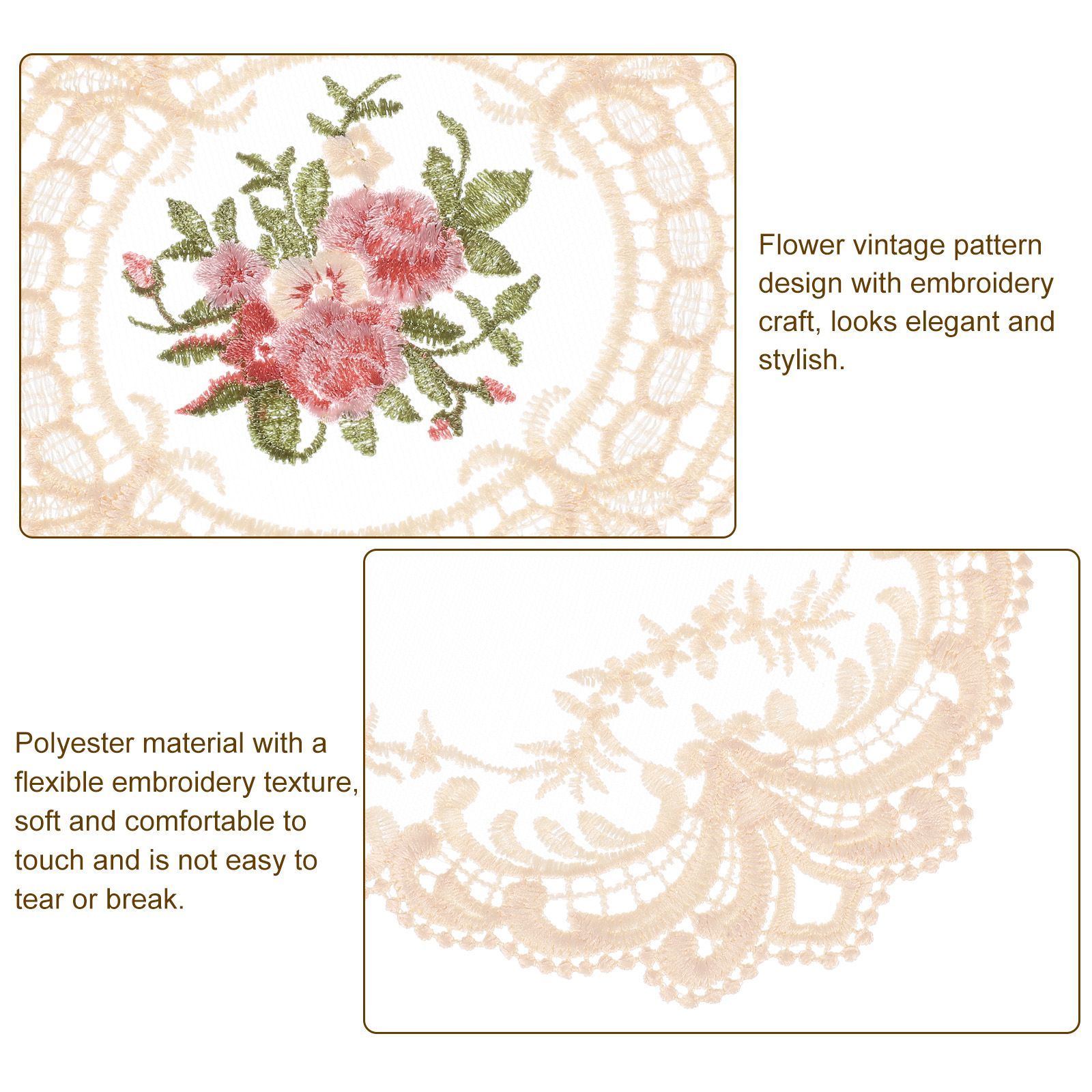 uxcell 2パック レトロレースプレクッション12x12インチ 正方形刺繍