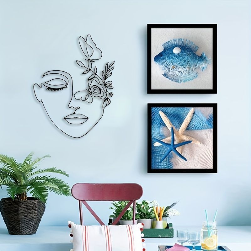 ウォールアート エレガント ミニマリスト メタル フェイスライン