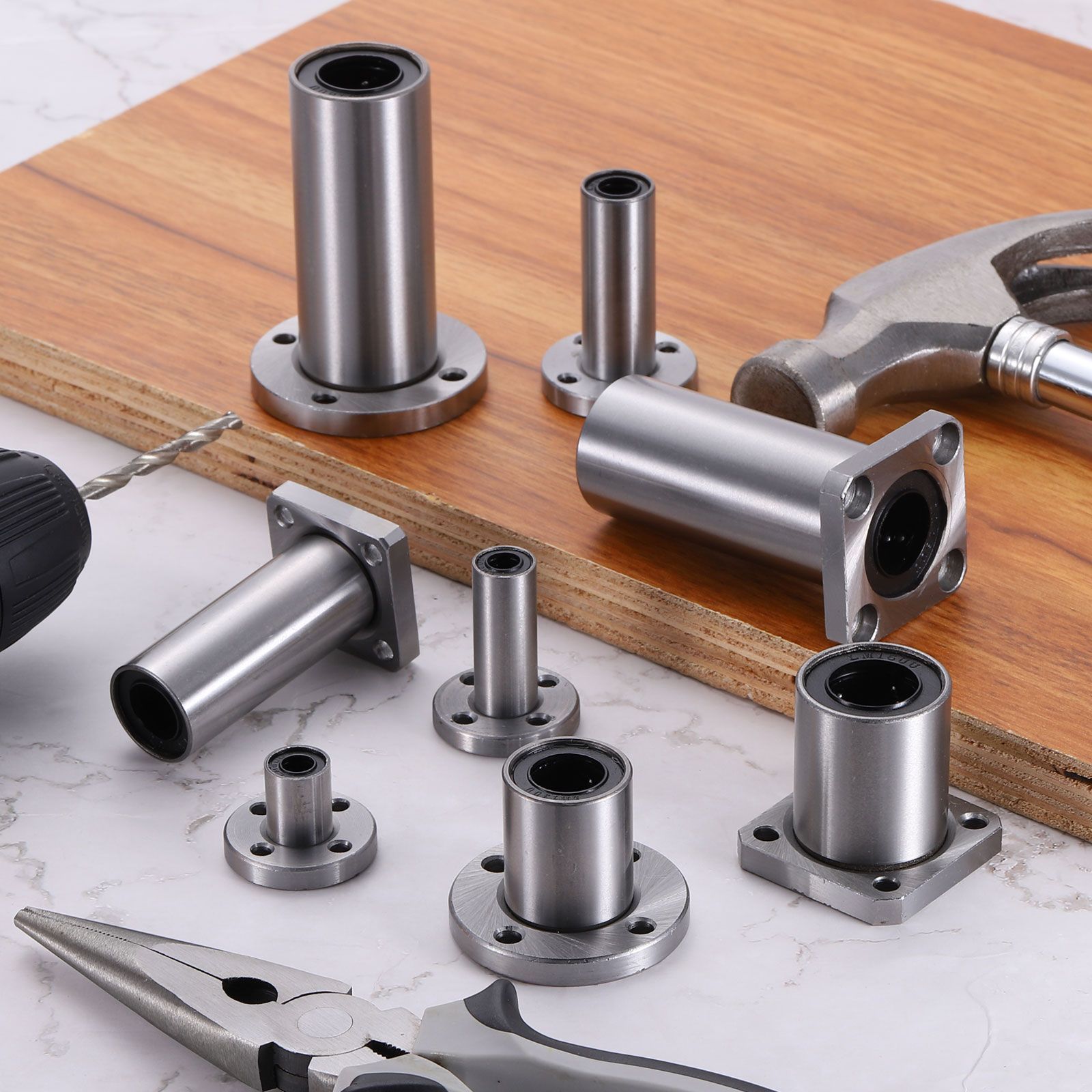 uxcell LM F16LUU リニアボールベアリング 16mm ボア 28mm OD 70mm 長