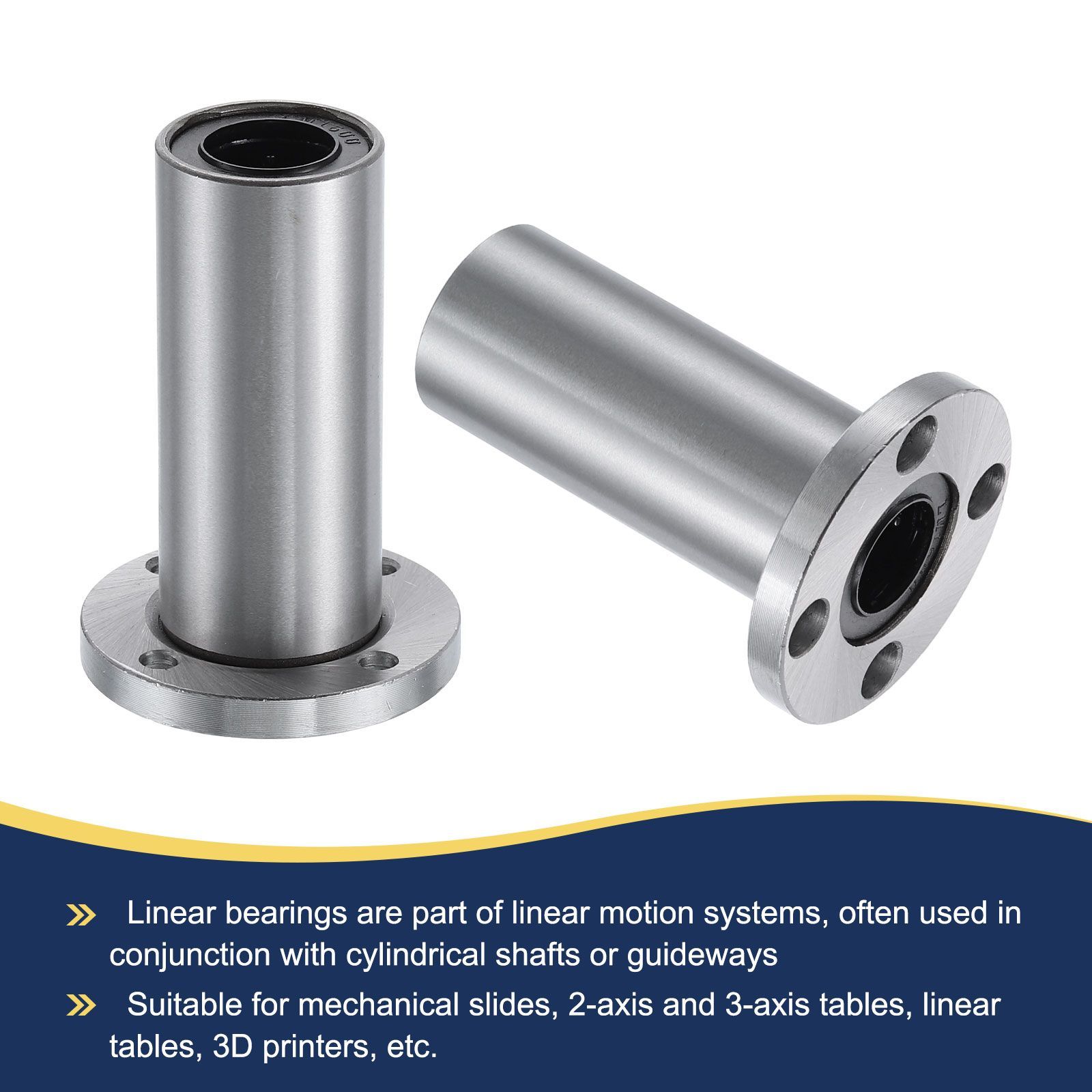 ウニポール uxcell LM F16LUU リニアボールベアリング 16mm ボア 28mm OD 70mm 長