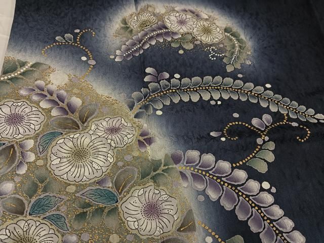 平和屋着物○訪問着 刺繍 辻が花 花蔦の葉文 暈し染め