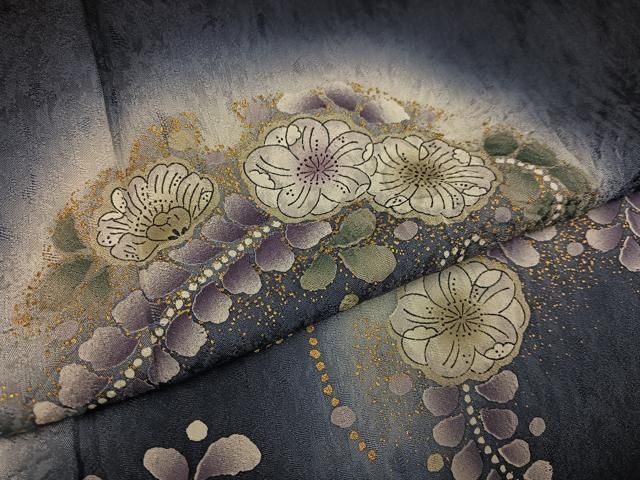 平和屋着物○訪問着 刺繍 辻が花 花蔦の葉文 暈し染め 金糸 正絹 逸品