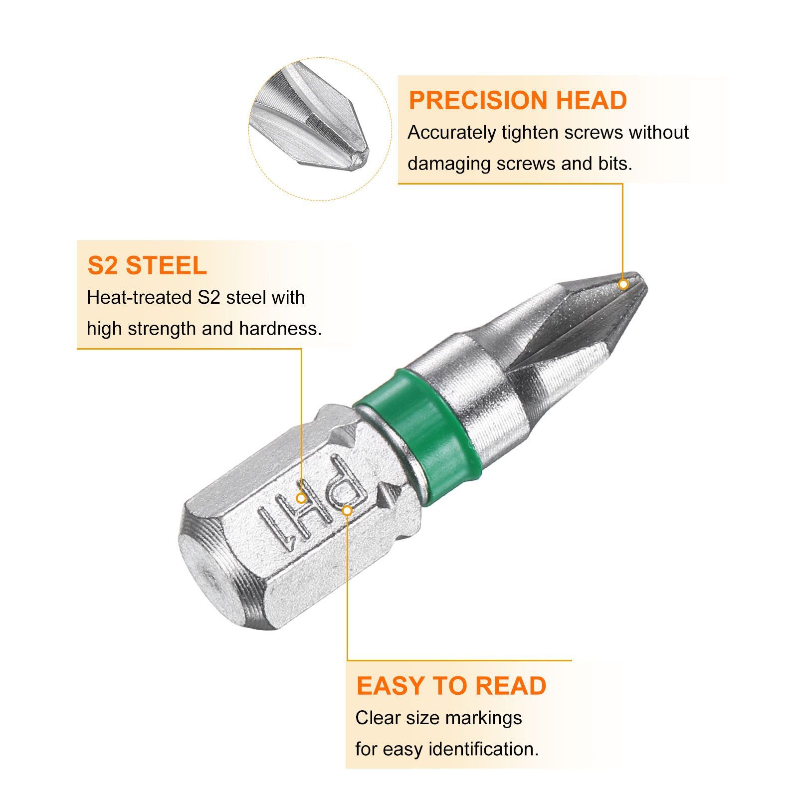 HARFINGTON #00 プラスドライバービット PH00 1/4インチ 六角シャンク 2インチ(50mm) ロング マグネット S2 スチール  工業グレード スクリュードライバービット クロスヘッド 電気ドリルビット 0.098インチ (2.5mm) ロッド 10個 HARFINGTON #0  プラスドライバービット PH0 ...