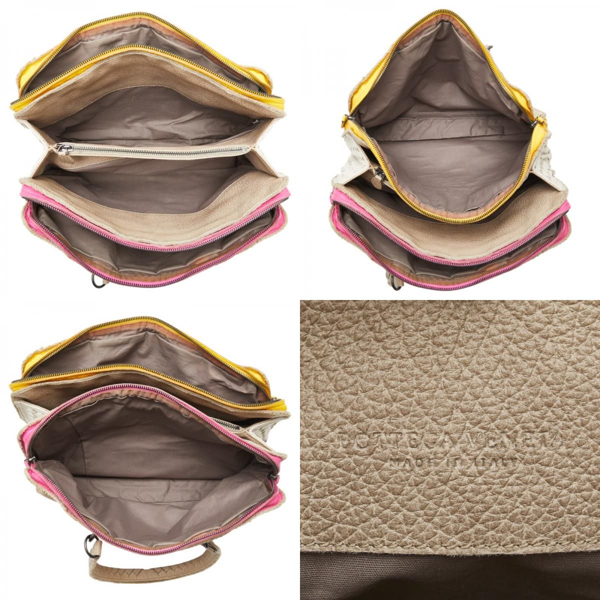 ボッテガヴェネタ イントレチャート ベージュ マルチカラー レザー  