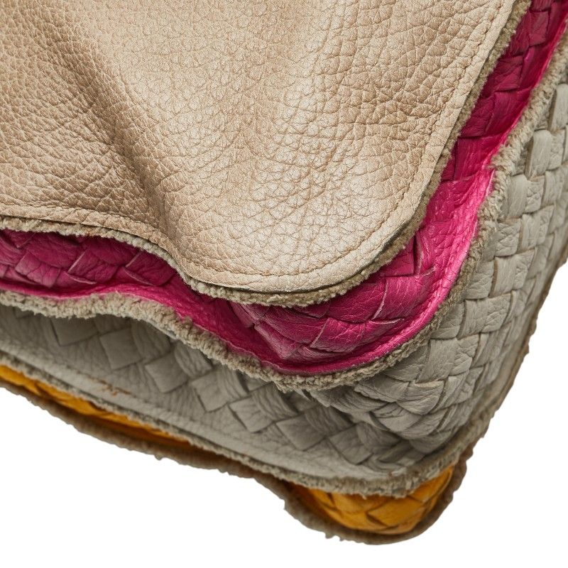 ボッテガヴェネタ イントレチャート ベージュ マルチカラー レザー  