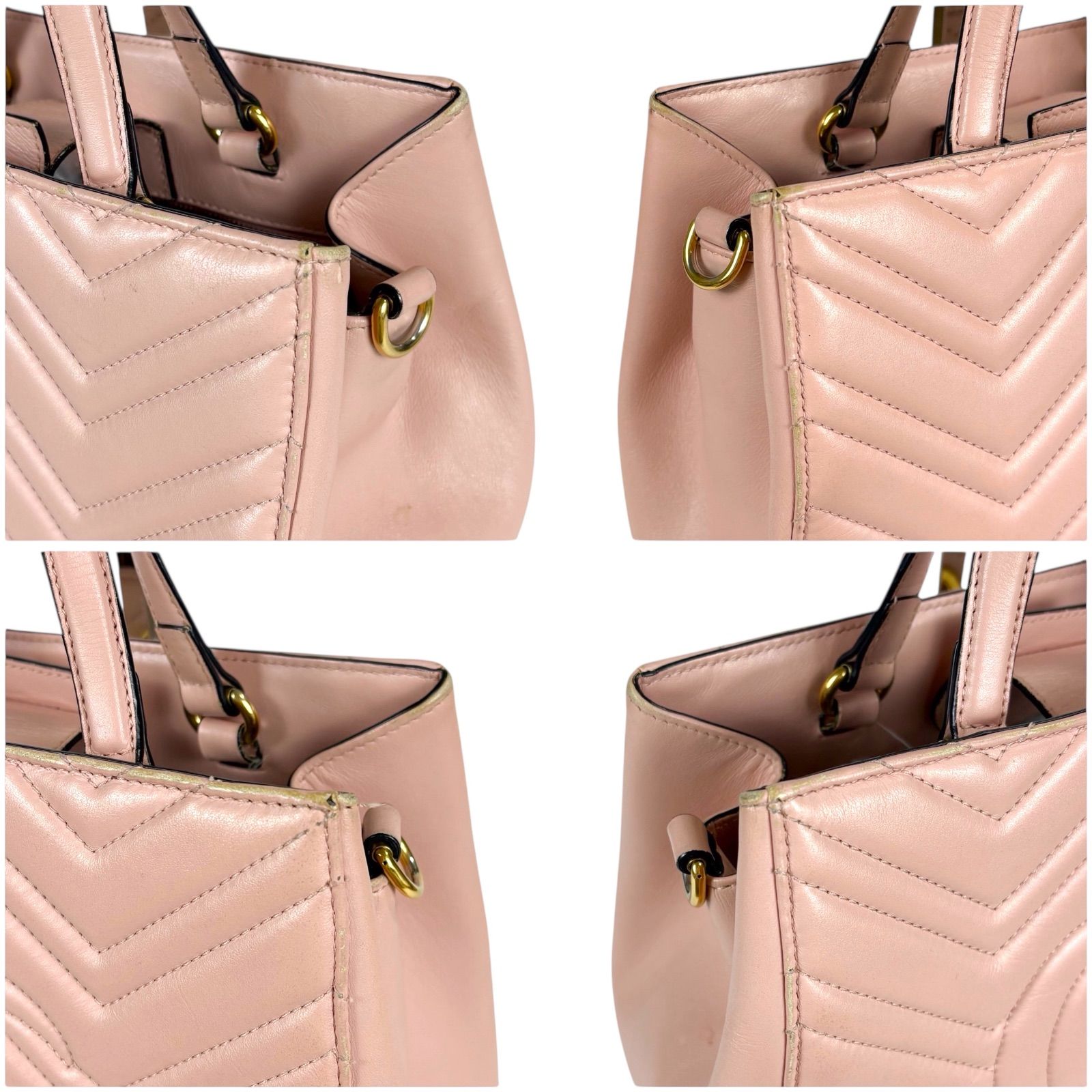 極美品 保存袋付✨グッチ ショルダーバッグ マーモント 2way ピンクベージュ グッチ GUCCI 2WAY ショルダーバッグ ハンドバッグ GGマーモント