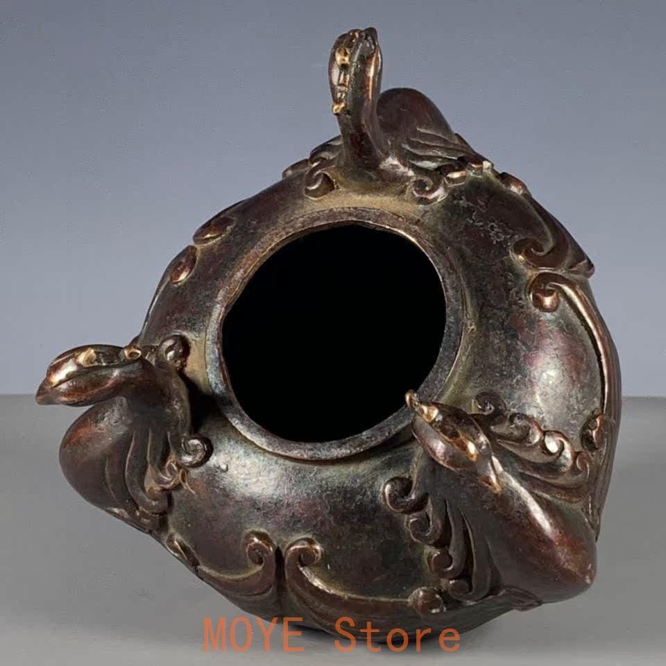 銅器 三足鼎 三鳳朝陽香炉 香道具 装飾品 現代工芸品 美術品 置物