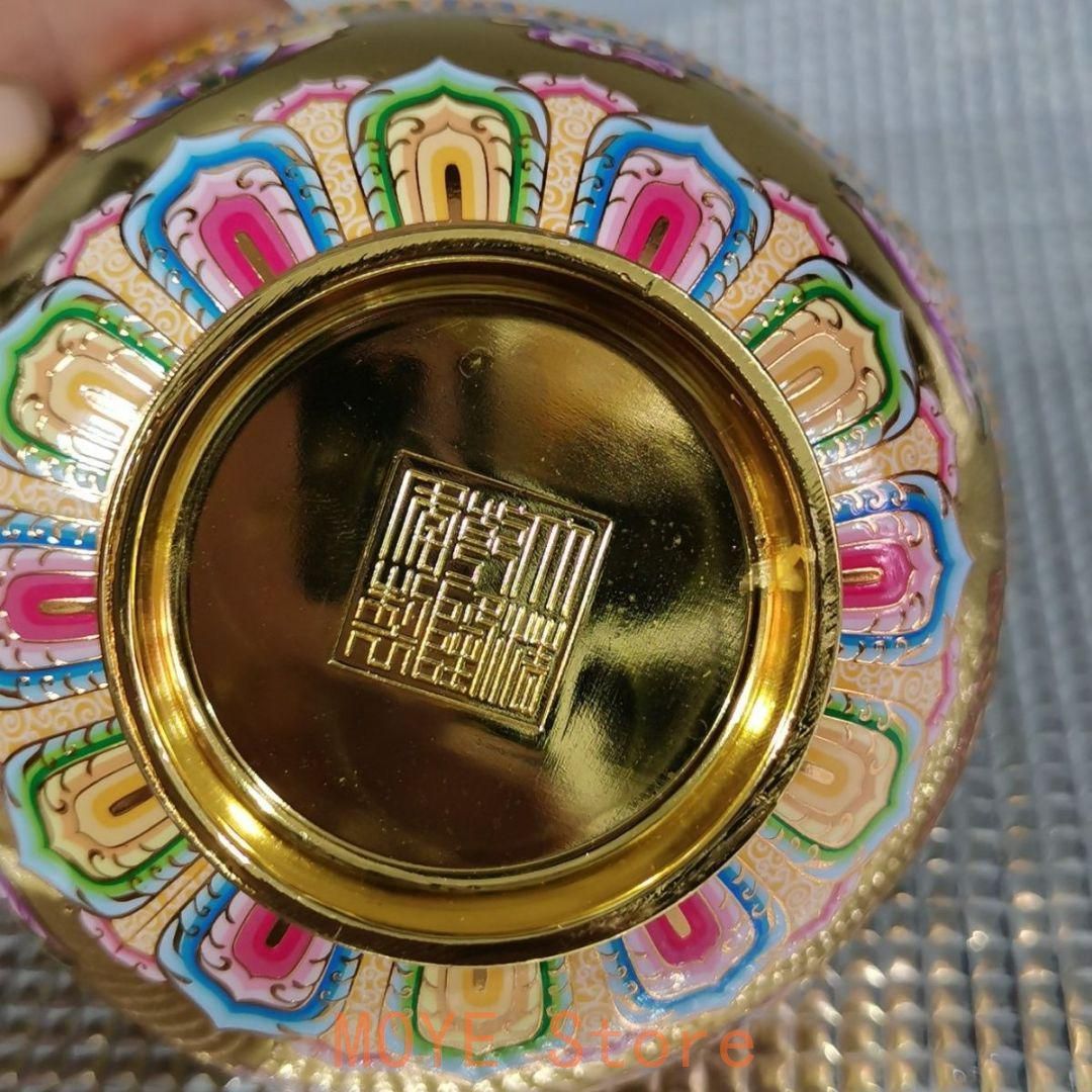 銅器 吉祥八宝茶碗 彩色彩法宝碗 装飾品 現代工芸品 美術品 置物