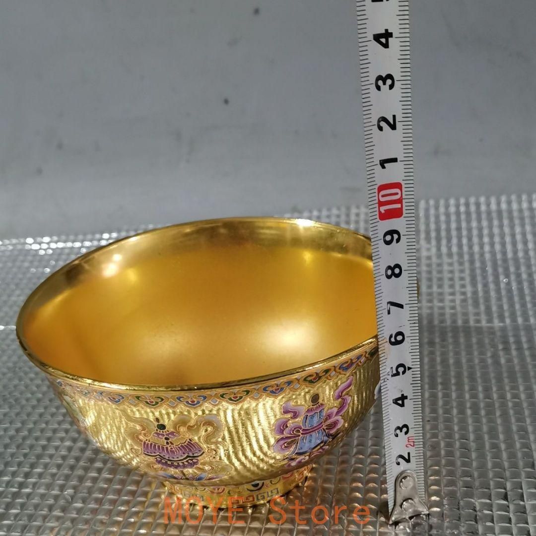 銅器 吉祥八宝茶碗 彩色彩法宝碗 装飾品 現代工芸品 美術品 置物