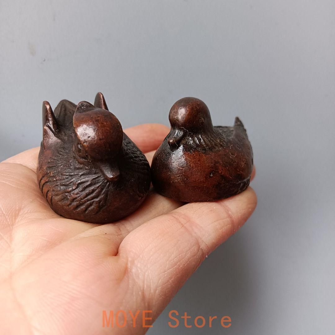銅 細工 鴛鴦 百年良い合 招財 納福 茶台 茶寵 装飾品 工芸品 置物