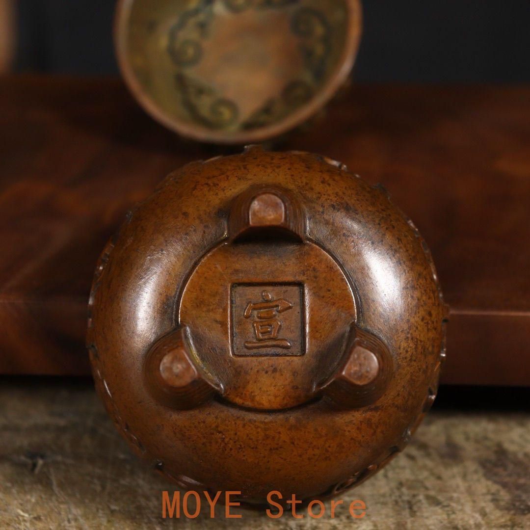 銅 細工 干支蛇薫香炉 十二支炉 刻蔵八宝炉 香道具 装飾品 工芸品 置物