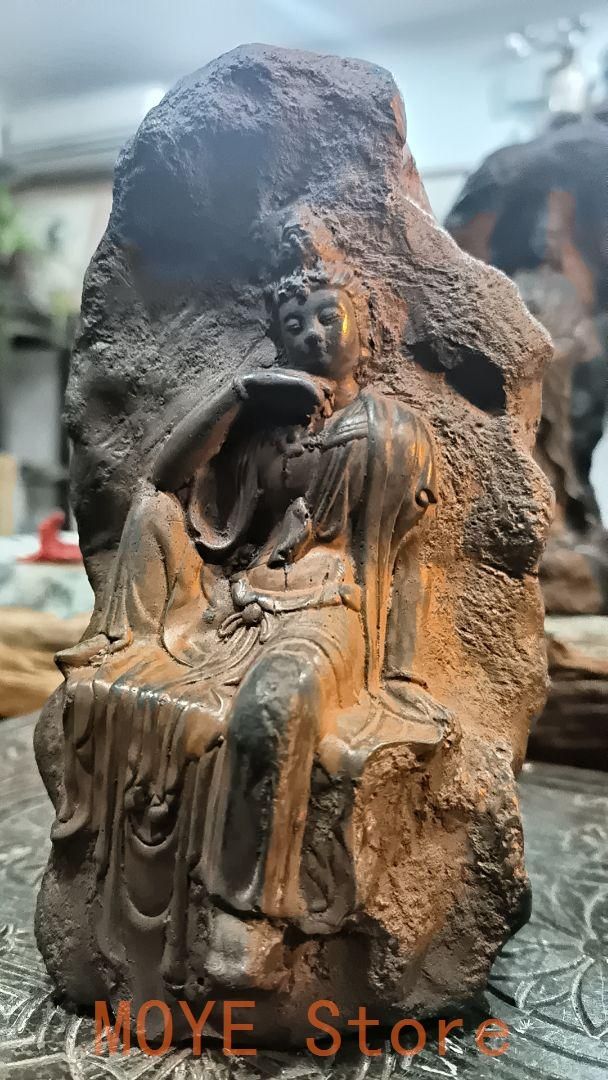 石像 石仏 観音造像 茶台 茶室 書架 開運 風水 招財 置物 工芸品