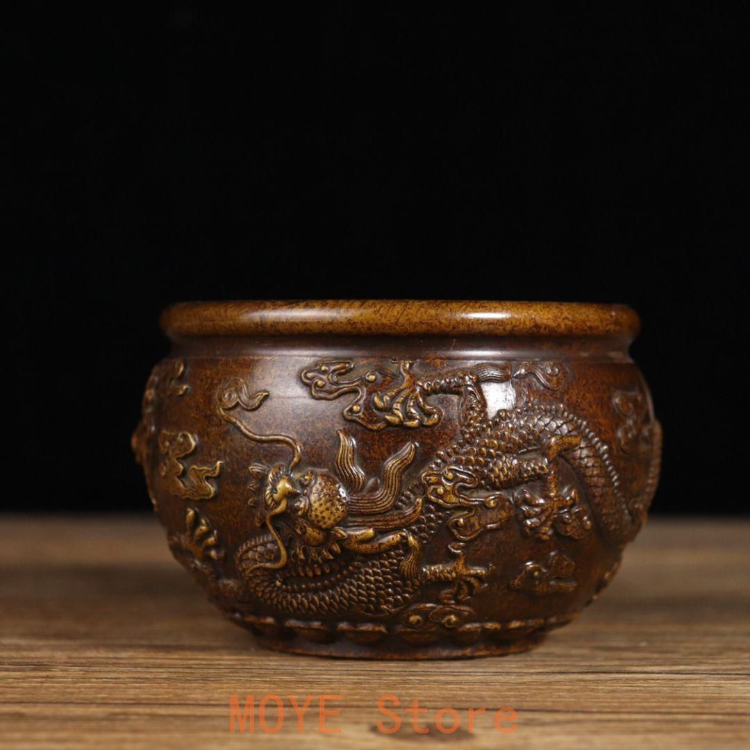 銅器 銅壺 双竜香炉 仏具 灰皿 収納缶 装飾品 工芸品 置物 - メルカリ