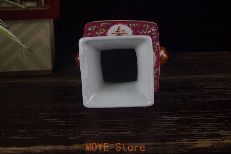 景徳鎮陶磁パステルカラー万寿無疆四方花瓶 陶磁器 装飾品 現代工芸品美術品 置物 景徳鎮陶磁パステルカラー万寿無疆四方花瓶 陶磁器 装飾品 現代工芸品