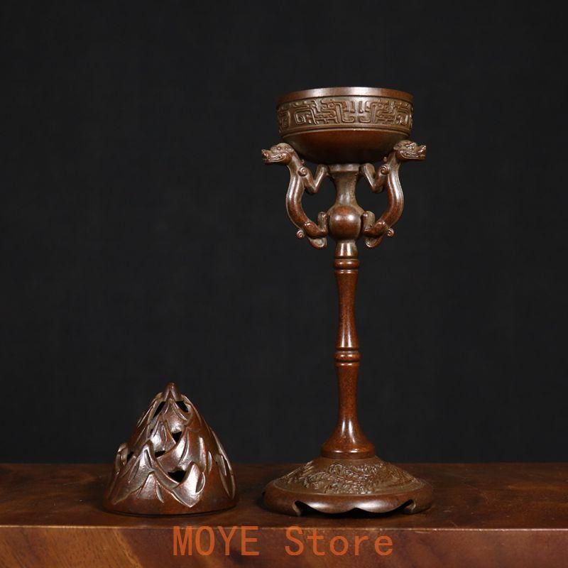銅製 龍鳳呈祥博山炉 塔香沈香炉 室内檀香炉 茶道具 香道具 装飾品 工芸品置物 銅製 龍鳳呈祥博山炉 塔香沈香炉 室内檀香炉 茶道具 香
