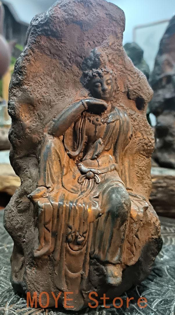 石像 石仏 観音造像 茶台 茶室 書架 開運 風水 招財 置物 工芸品