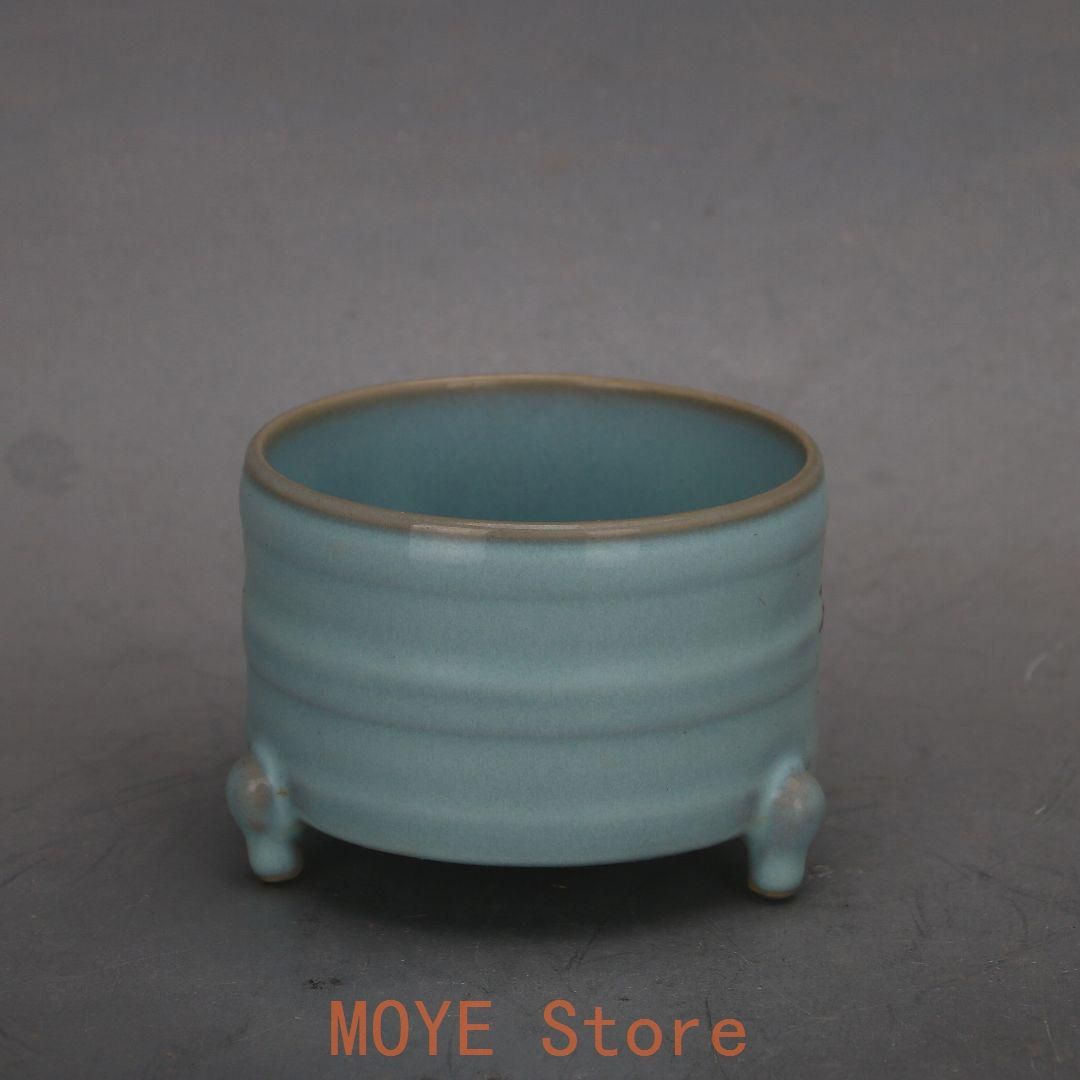 宋汝窯天青釉徽宗御題千字文草書三足香炉 陶磁器 装飾品 現代工芸品