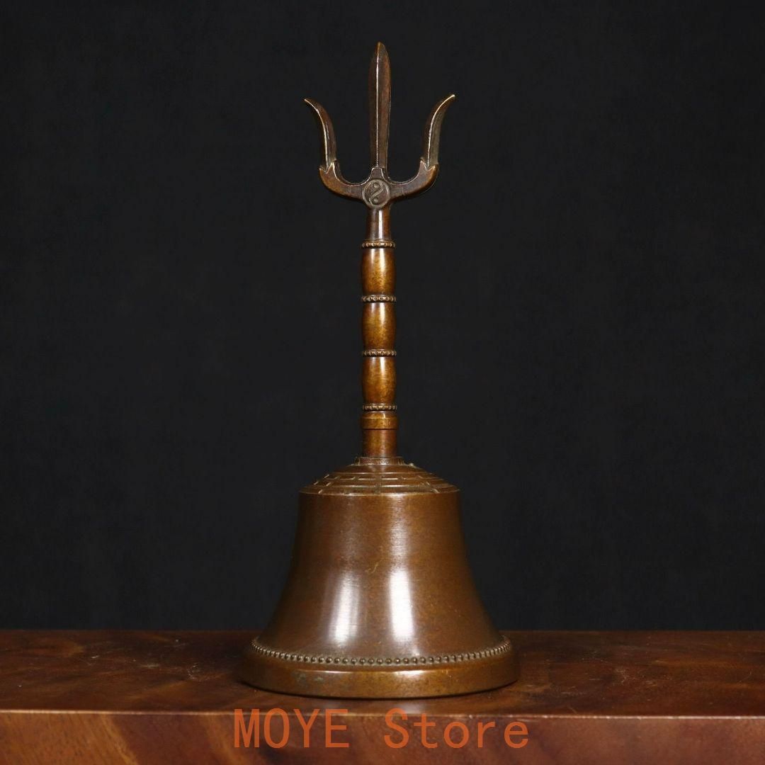 銅製 法器 三清三叉太極八卦鈴 手揺鈴 開運 風水 招財 置物 工芸品