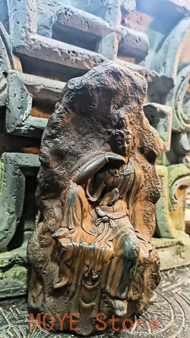 石像 石仏 観音造像 茶台 茶室 書架 開運 風水 招財 置物 工芸品