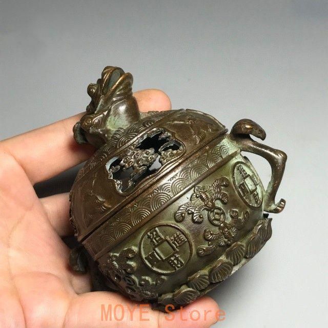 銅 細工 如意金蟾香薫炉 招財進宝香炉 茶道具 香道具 装飾品 置物