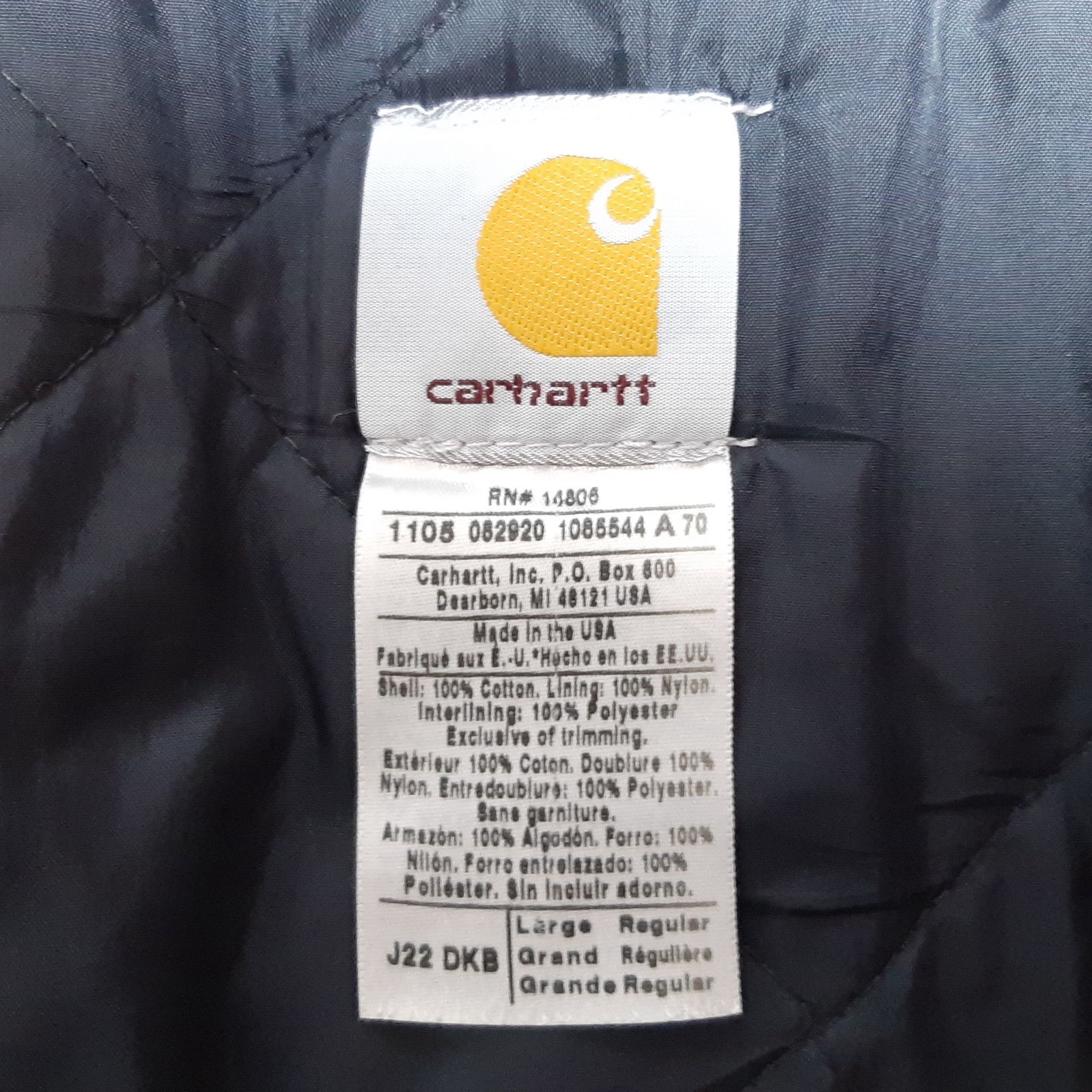 size L】USA製 Carhartt トラディショナルジャケット ダークブラウン