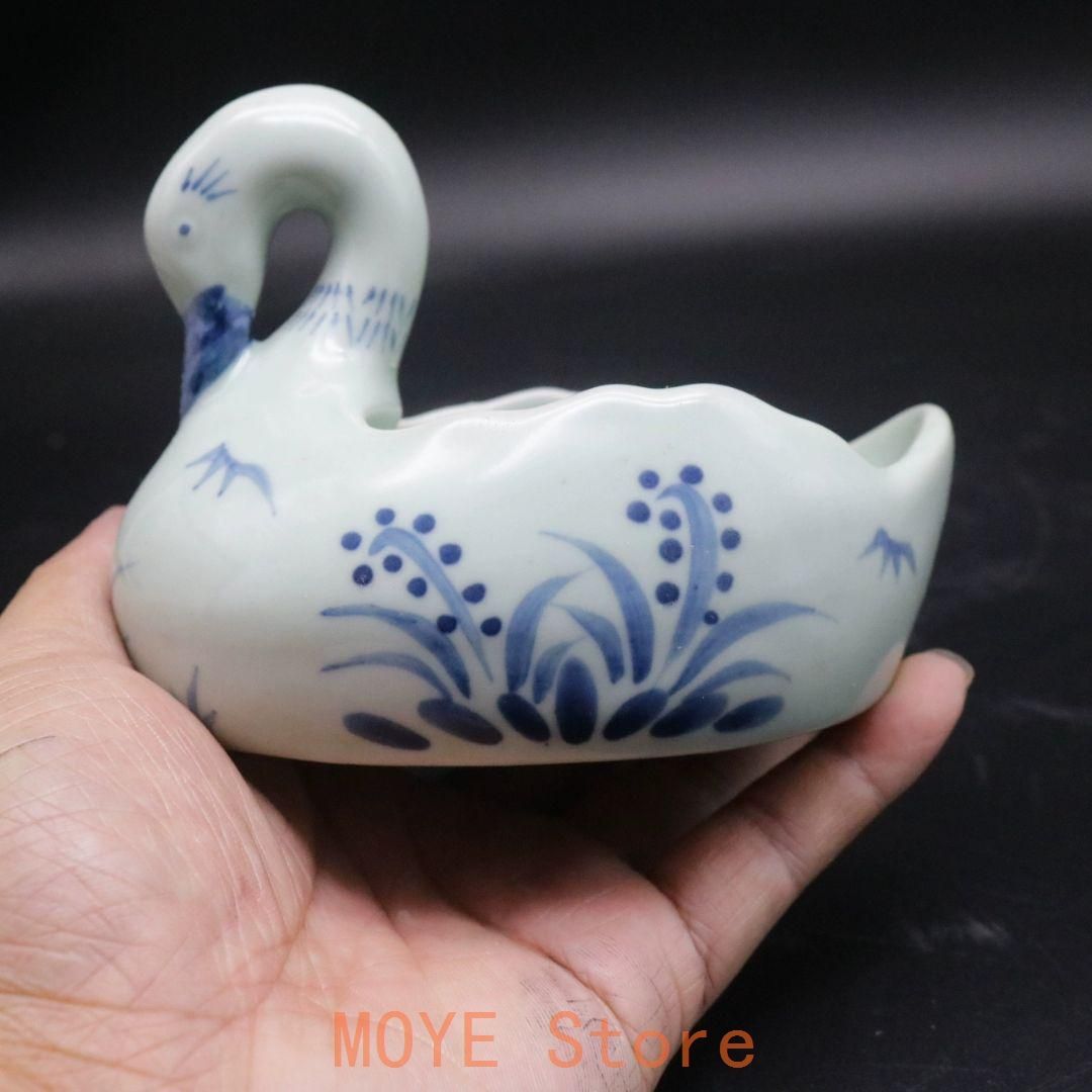 陶磁 硯滴 鯖白鳥水滴 筆洗 文房四宝 書道具 文房具 現代工芸品美術品