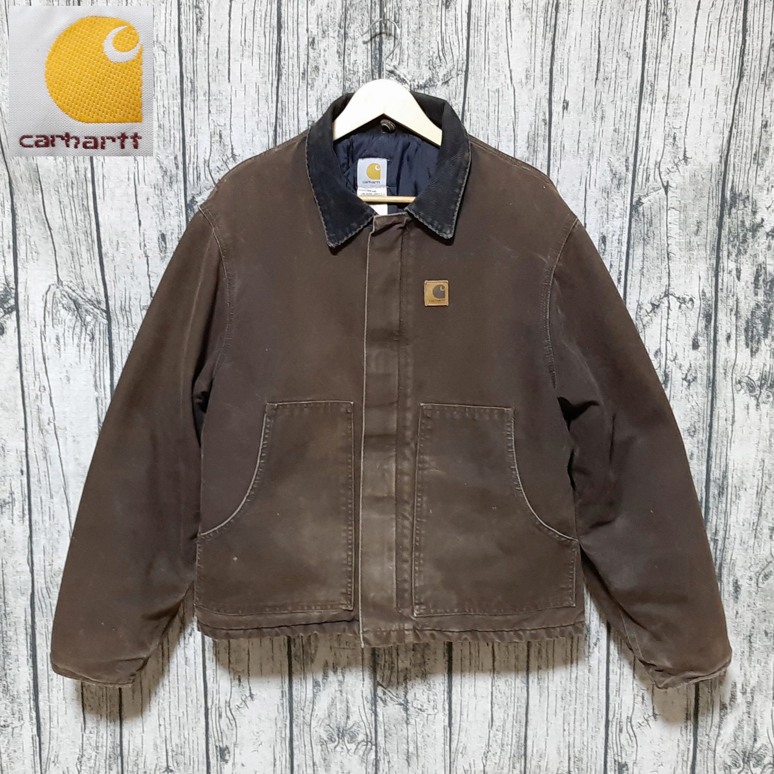 size L】USA製 Carhartt トラディショナルジャケット ダークブラウン