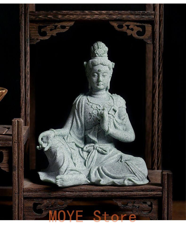 仏教美術 水月観音菩薩仏像 景観 魚鉢 造景 築山 置物 茶寵 香道 装飾